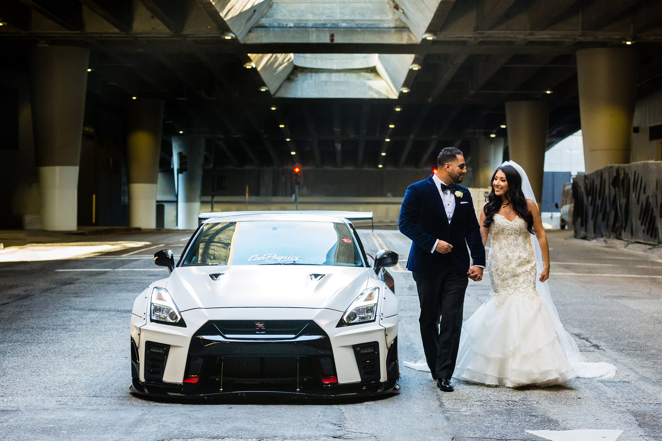 bycphotography downtown los angeles dtla wedding portraits with skyline gtr